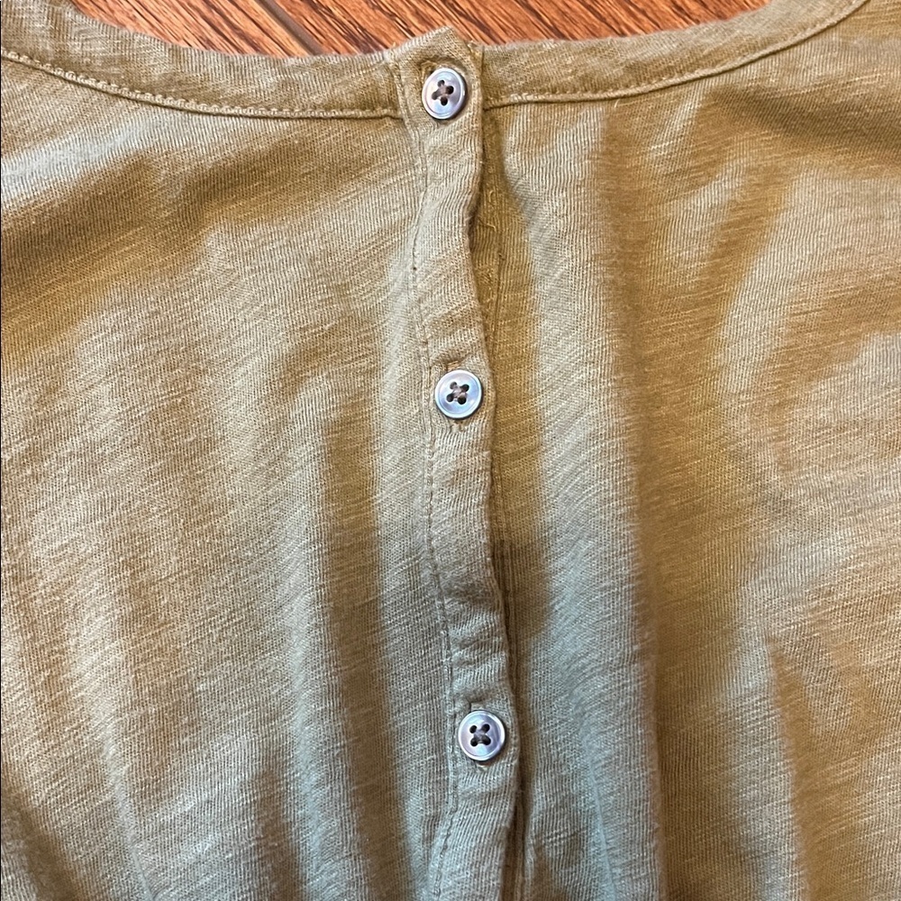 LOFT Olive Green Button-Front Women’s Top Medium - Picture 4 of 6